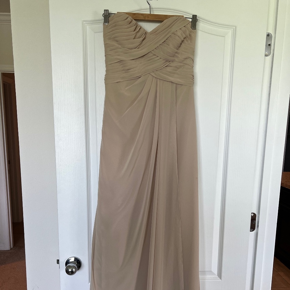 Jordan Draped Bridesmaid Strapless Dress (Color-Ecru, Style 769 F)